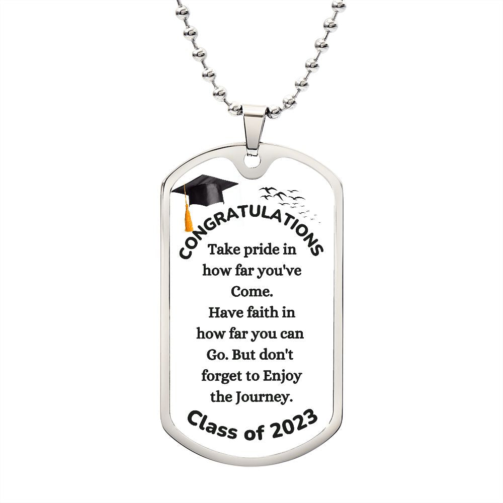 Congratulation Graduation Dog Tag Chain