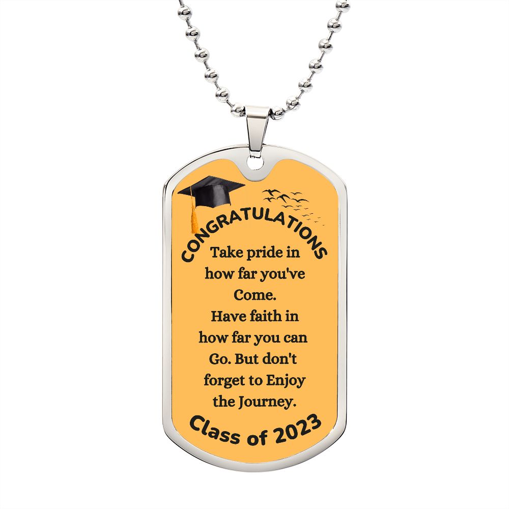 Graduation dog tag necklace clearance