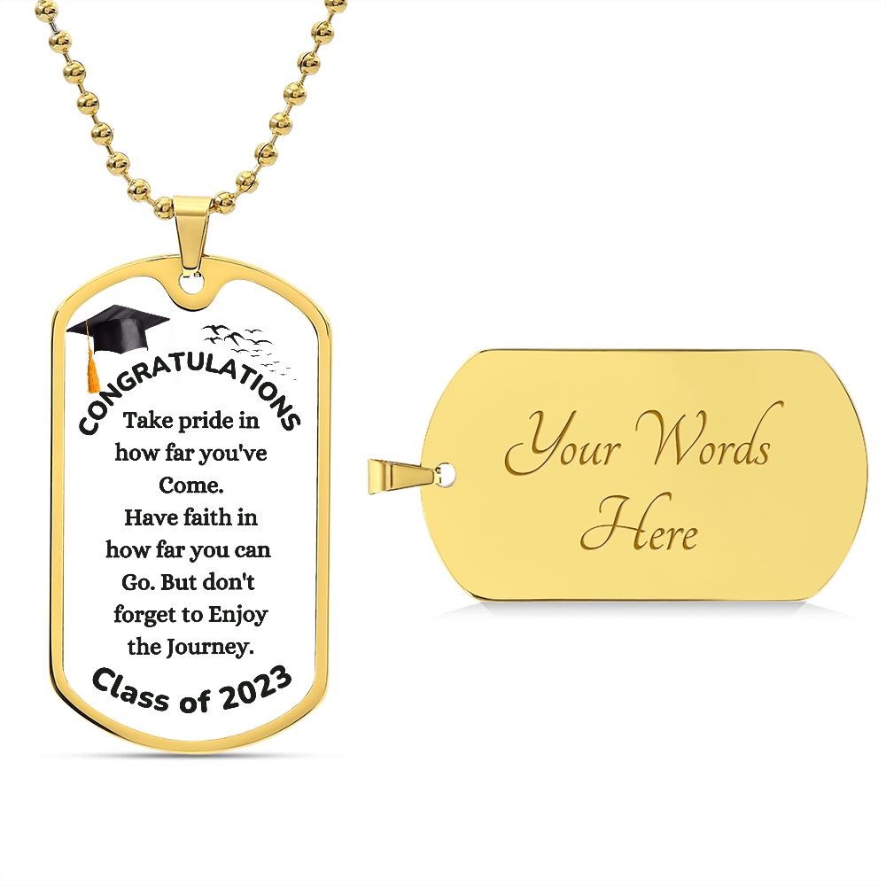 Congratulation Graduation Dog Tag Chain