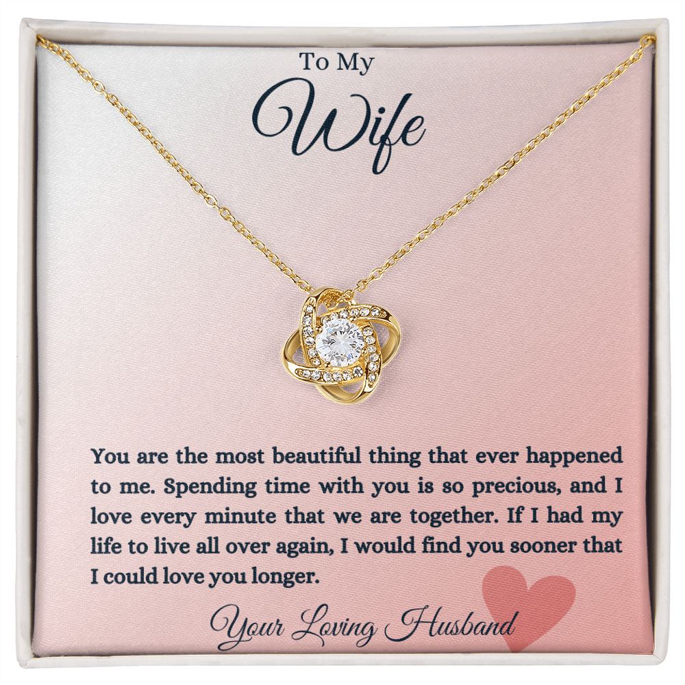 To My Wife Heart Love Knot Necklace