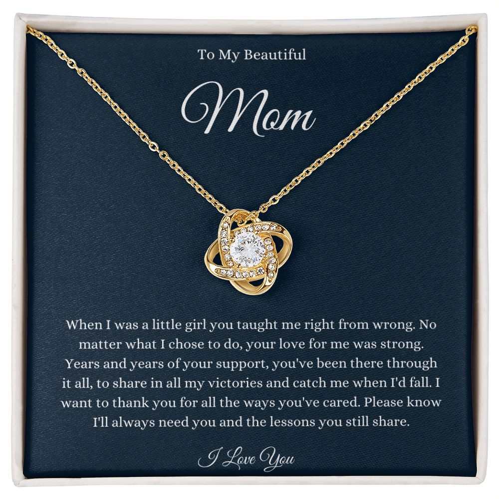 To My Beautiful Mom Love Knot Necklace
