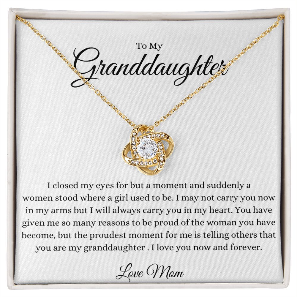 To My Granddaughter Love Knot Necklace