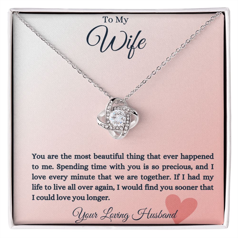To My Wife Heart Love Knot Necklace