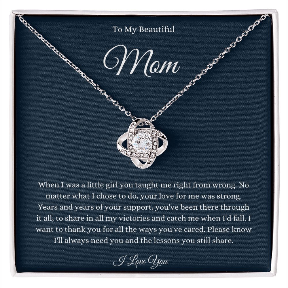 To My Beautiful Mom Love Knot Necklace