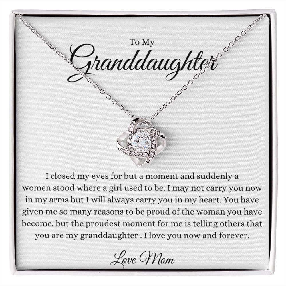 To My Granddaughter Love Knot Necklace