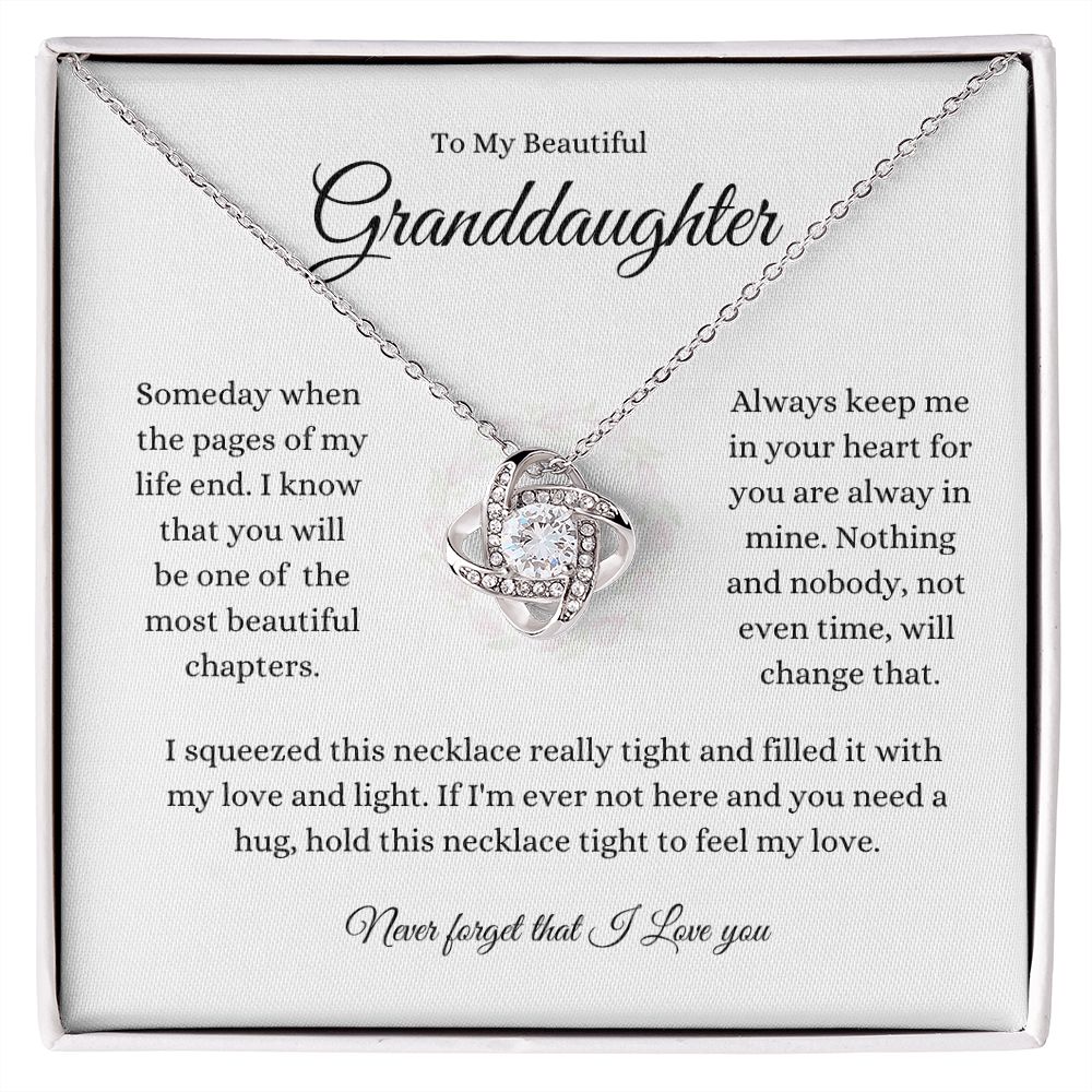 To My Beautiful Granddaughter Love Knot Necklace