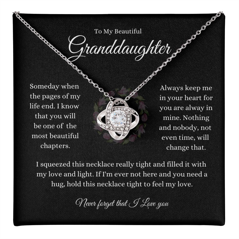 To My Beautiful Granddaughter Love Knot Necklace