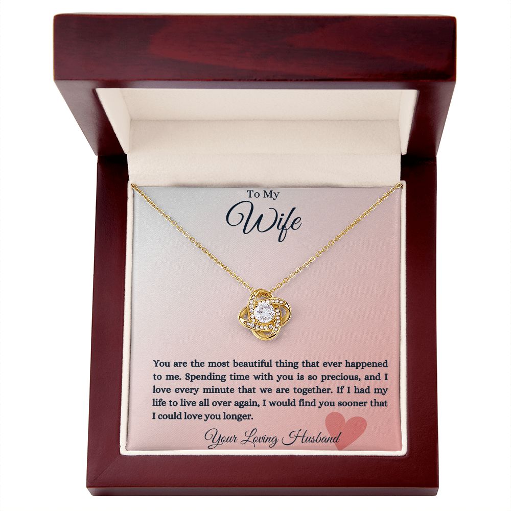 To My Wife Heart Love Knot Necklace