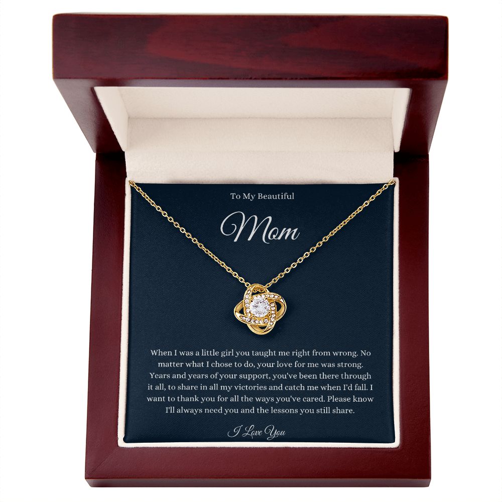 To My Beautiful Mom Love Knot Necklace