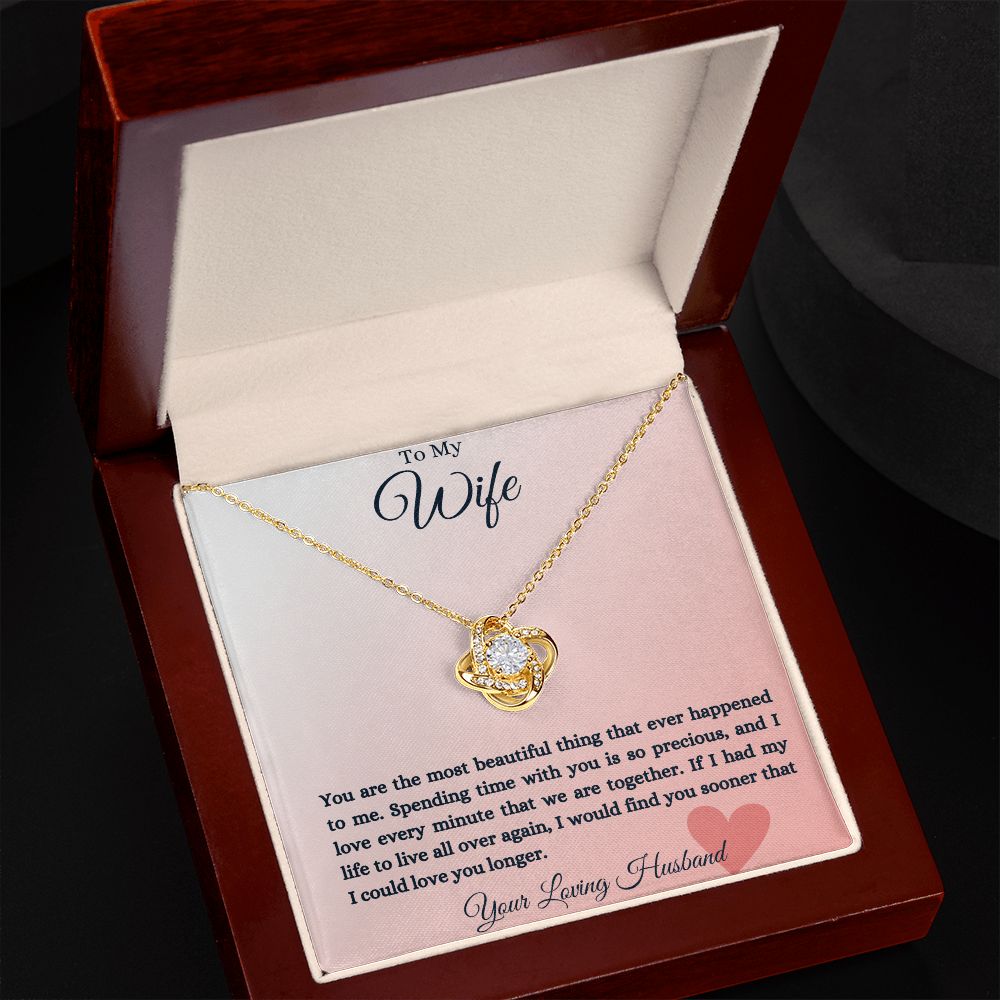 To My Wife Heart Love Knot Necklace