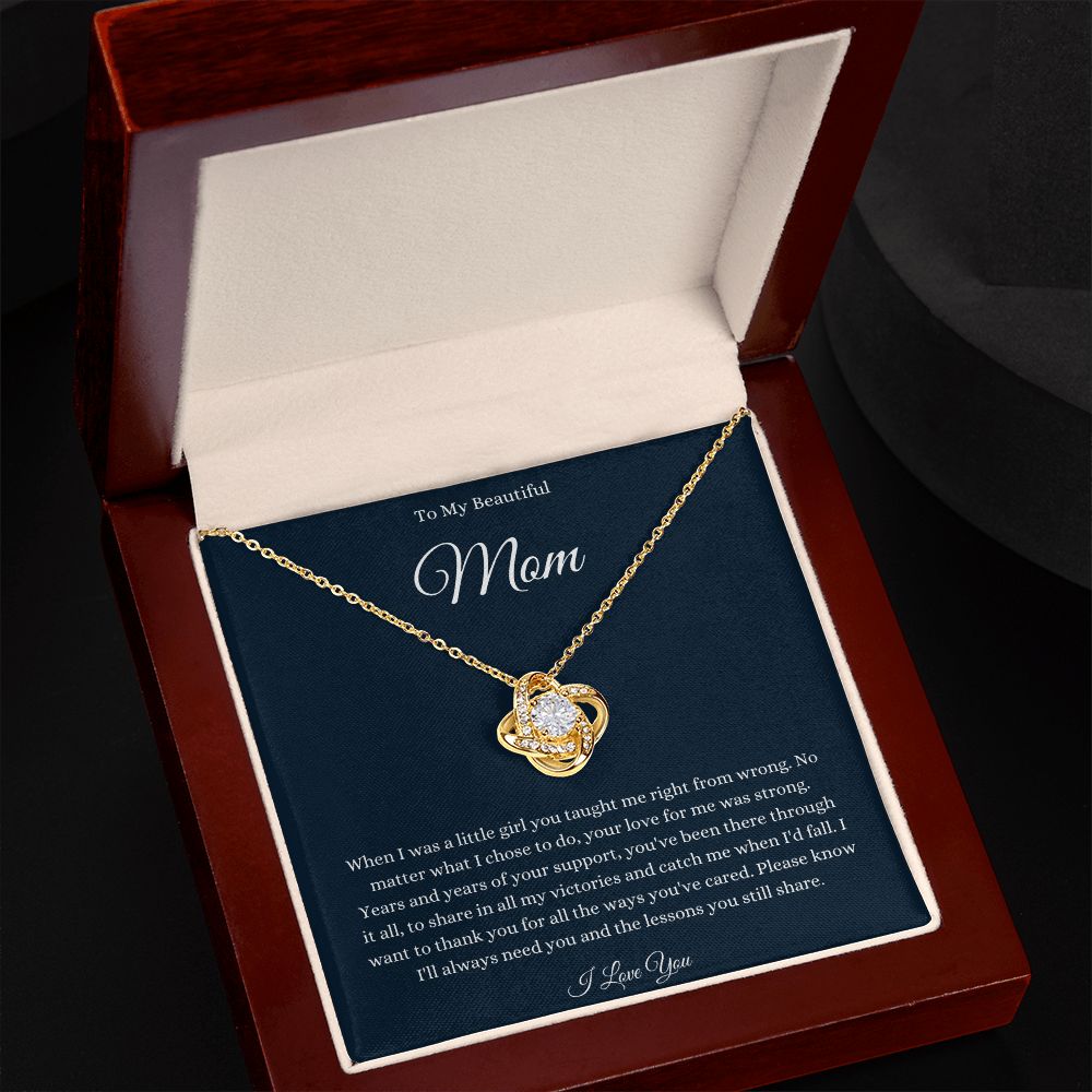 To My Beautiful Mom Love Knot Necklace