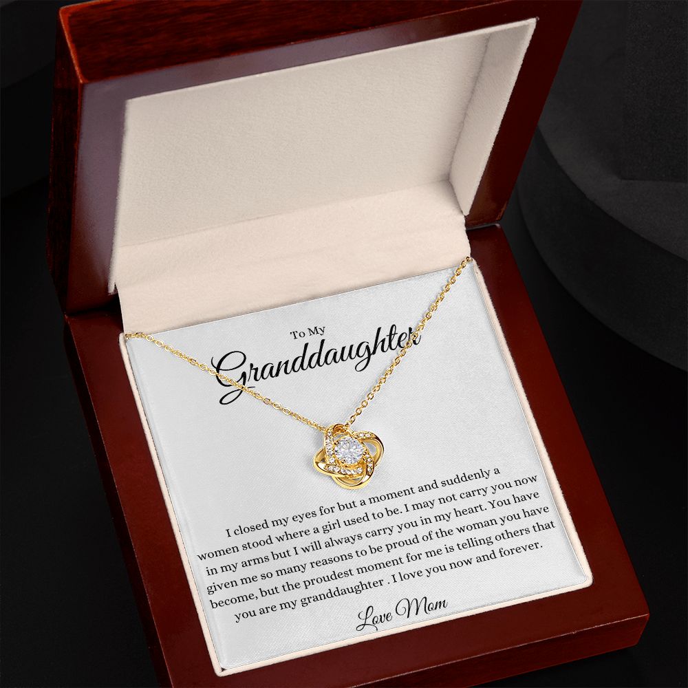 To My Granddaughter Love Knot Necklace