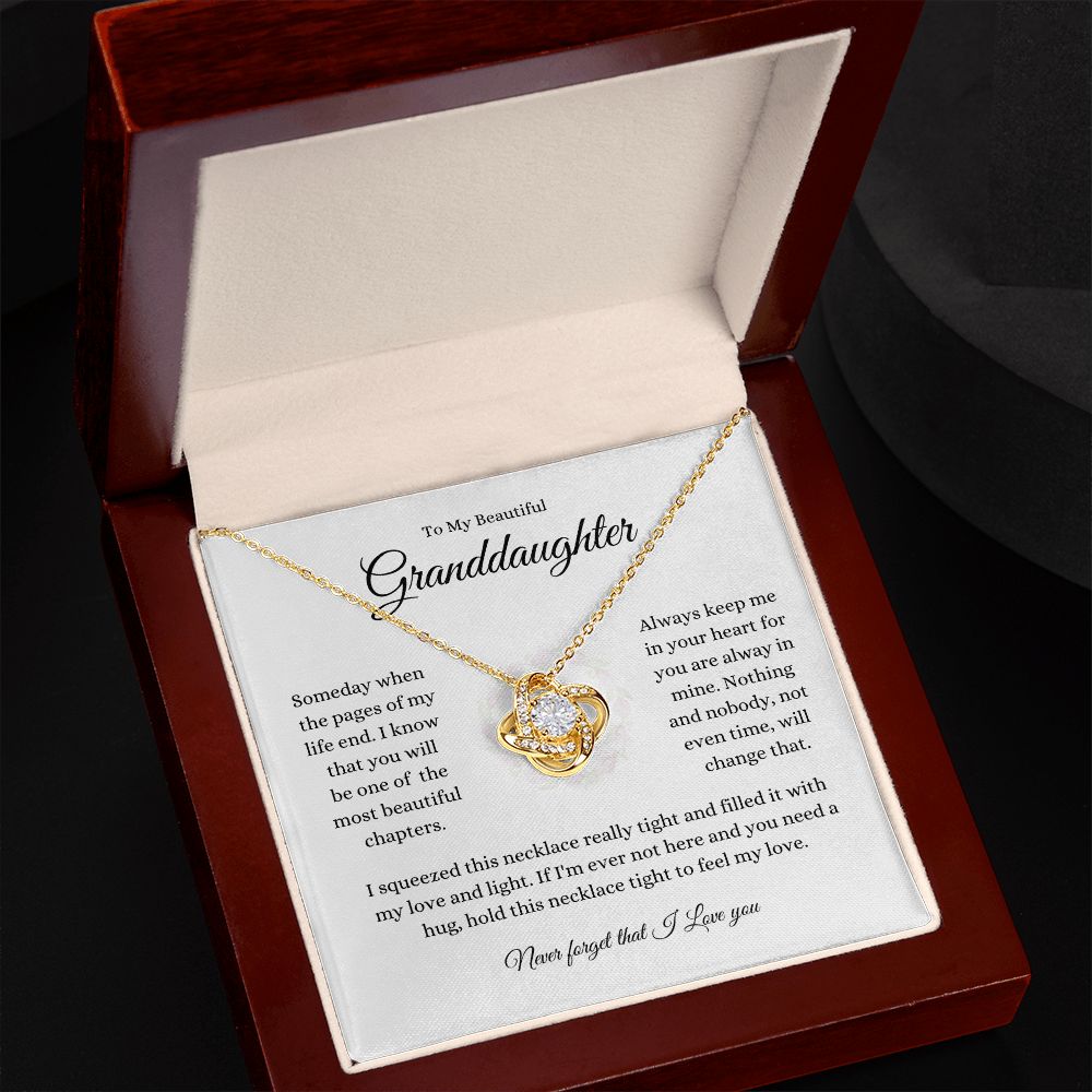 To My Beautiful Granddaughter Love Knot Necklace