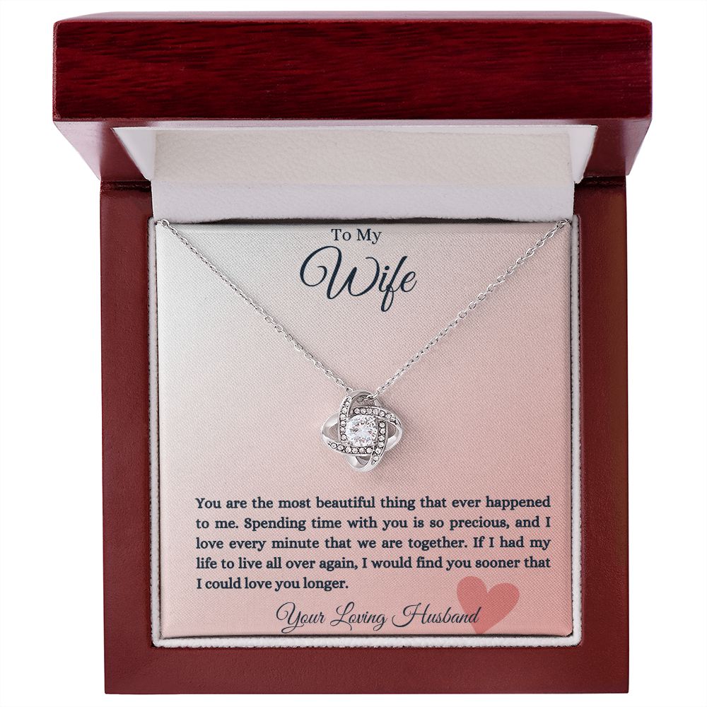 To My Wife Heart Love Knot Necklace