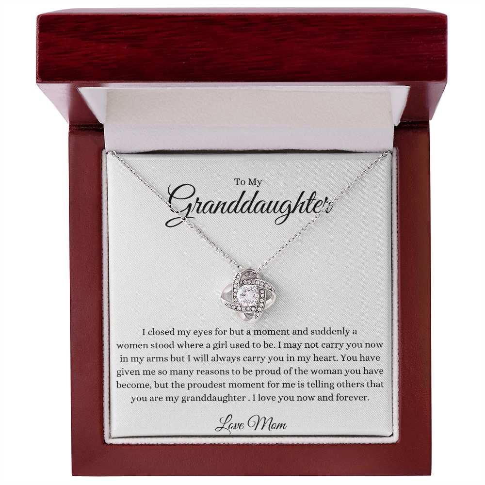 To My Granddaughter Love Knot Necklace