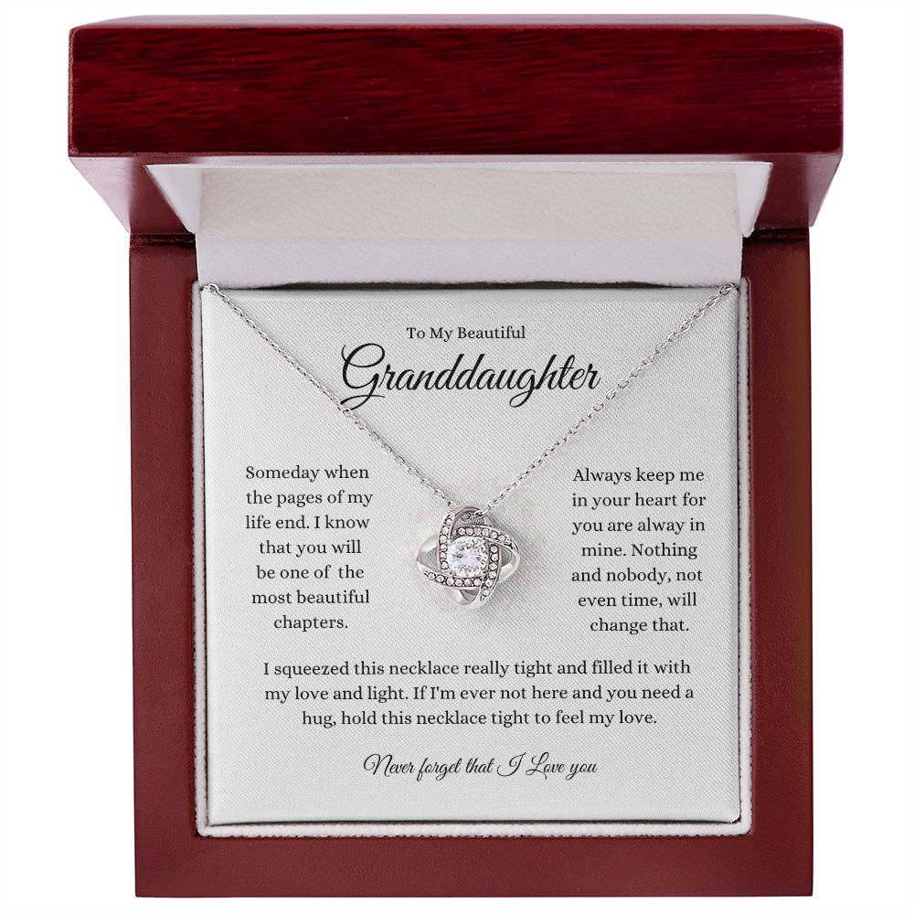 To My Beautiful Granddaughter Love Knot Necklace