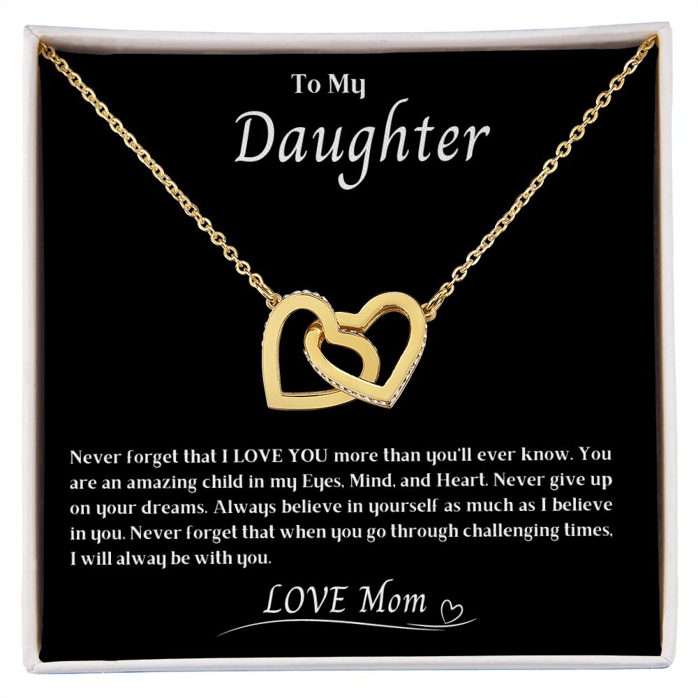 To My Daughter Interlocking Hearts necklace