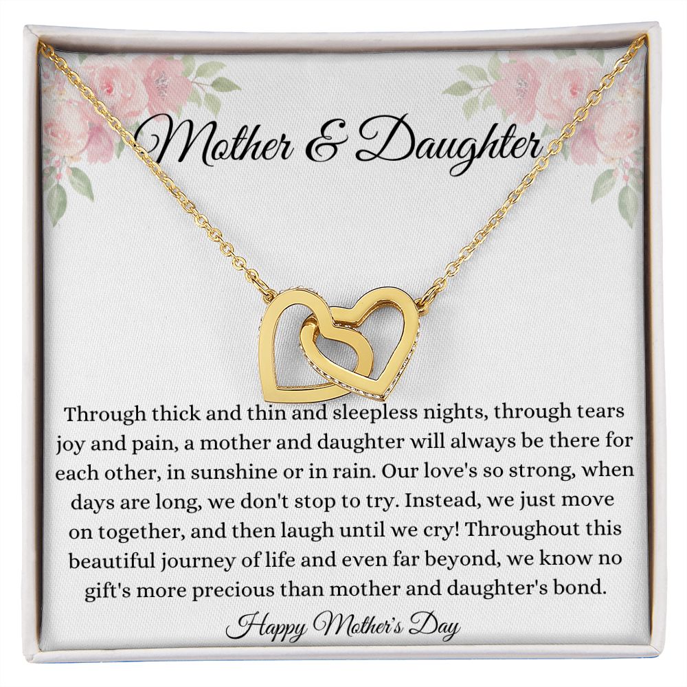 Mother and Daughter Interlocking Hearts Necklace - I Love You