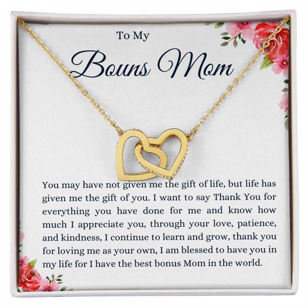 To My Bonus Mom Interlocking Hearts Necklace