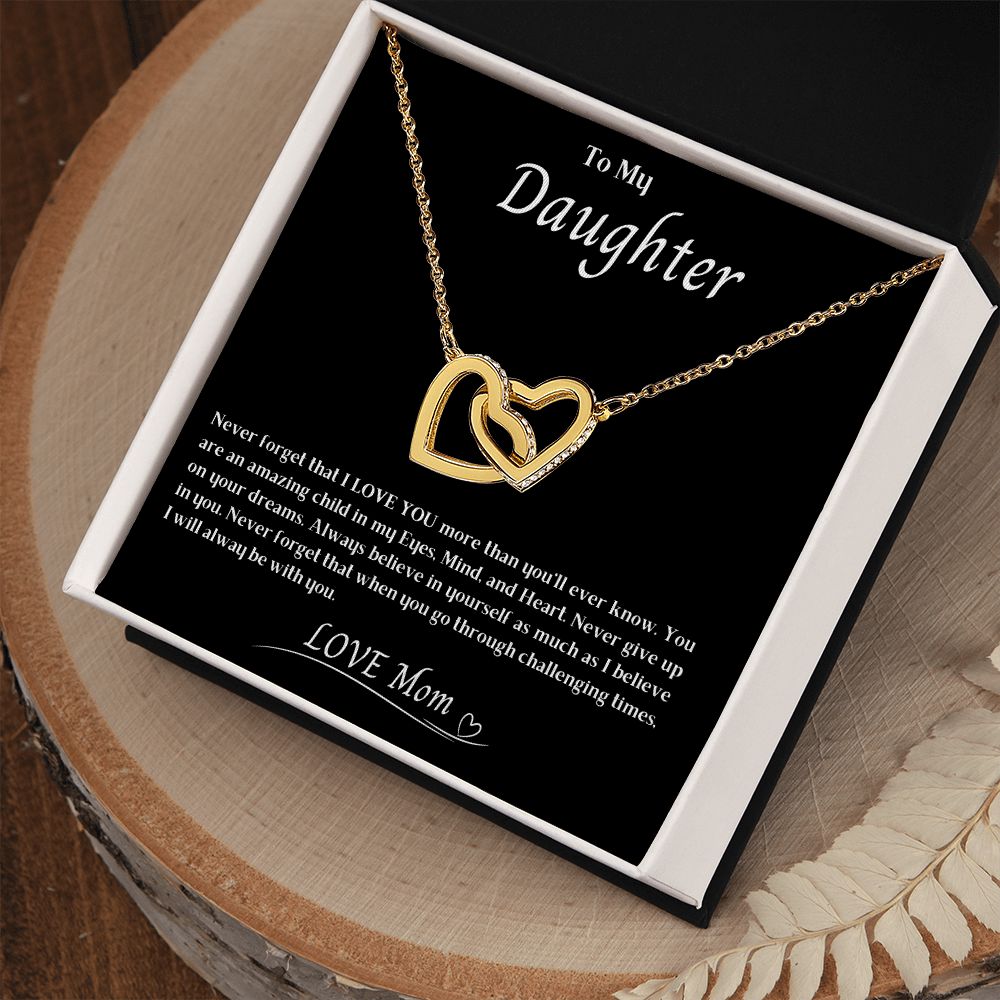 To My Daughter Interlocking Hearts necklace