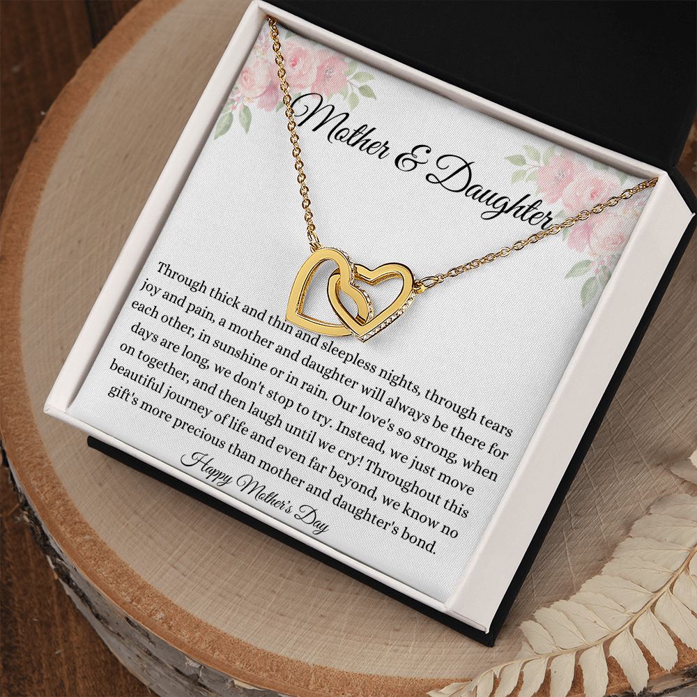 Mother and Daughter Interlocking Hearts Necklace - I Love You