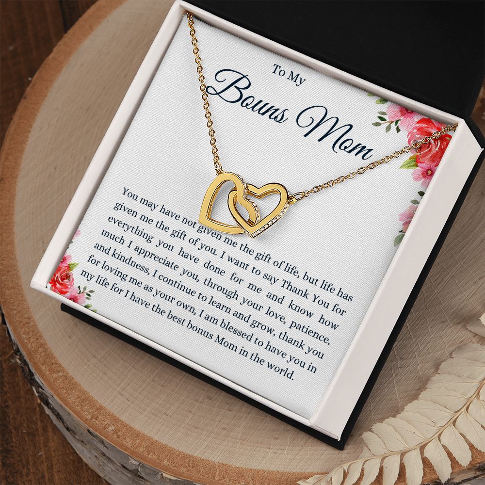 To My Bonus Mom Interlocking Hearts Necklace
