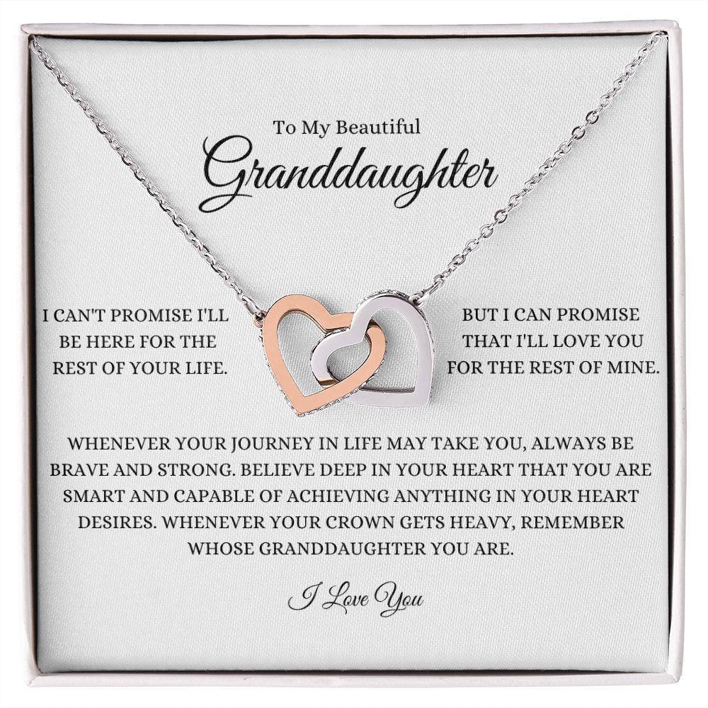 To My Beautiful Granddaughter Interlocking Hearts Necklace