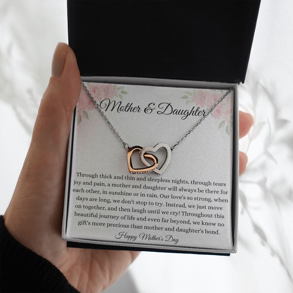 Mother and Daughter Interlocking Hearts Necklace - I Love You