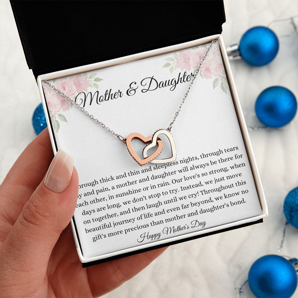 Mother and Daughter Interlocking Hearts Necklace - I Love You