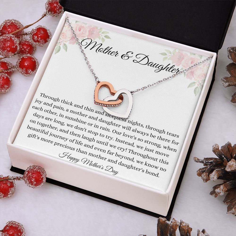 Mother and Daughter Interlocking Hearts Necklace - I Love You