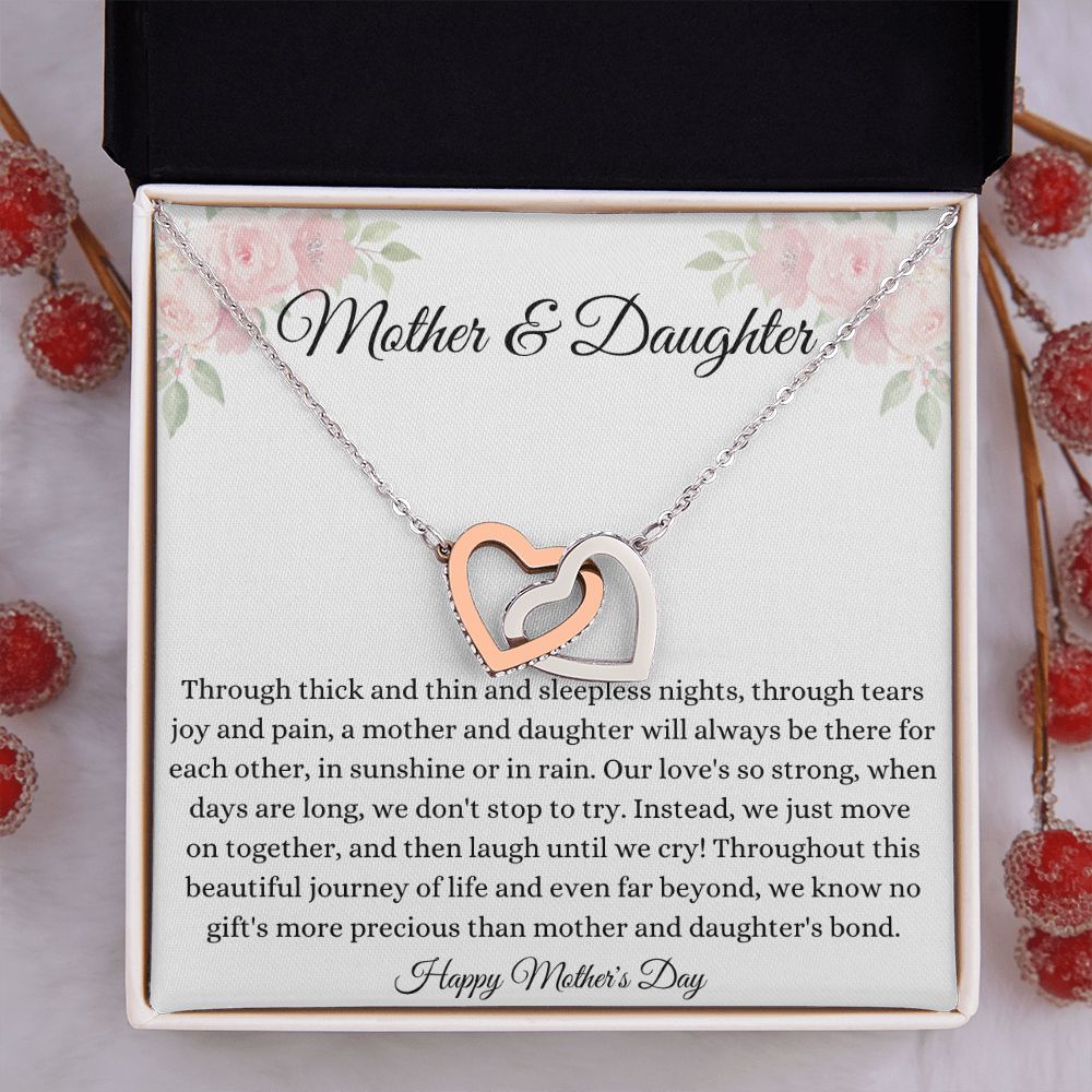 Mother and Daughter Interlocking Hearts Necklace - I Love You