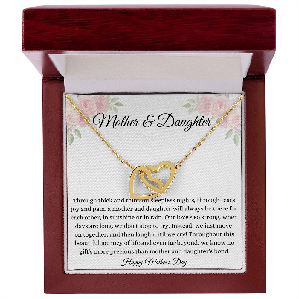 Mother and Daughter Interlocking Hearts Necklace - I Love You