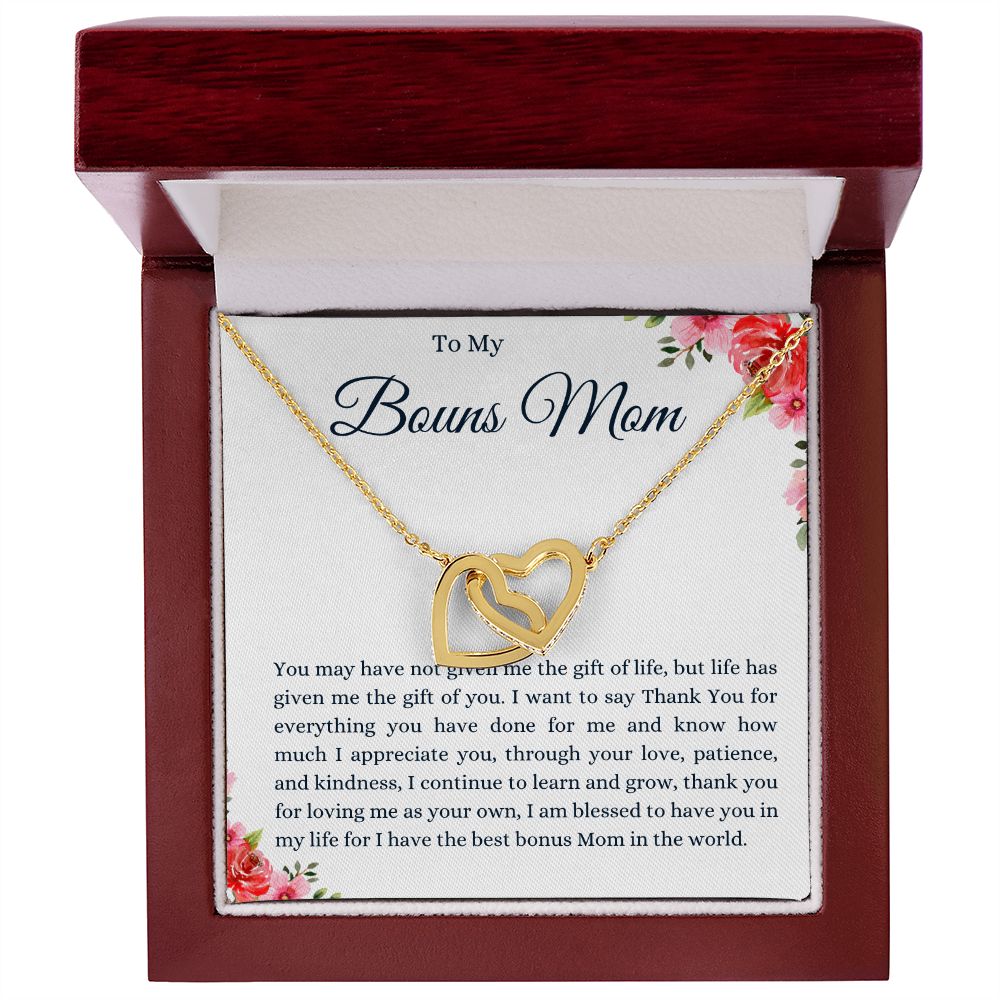 To My Bonus Mom Interlocking Hearts Necklace