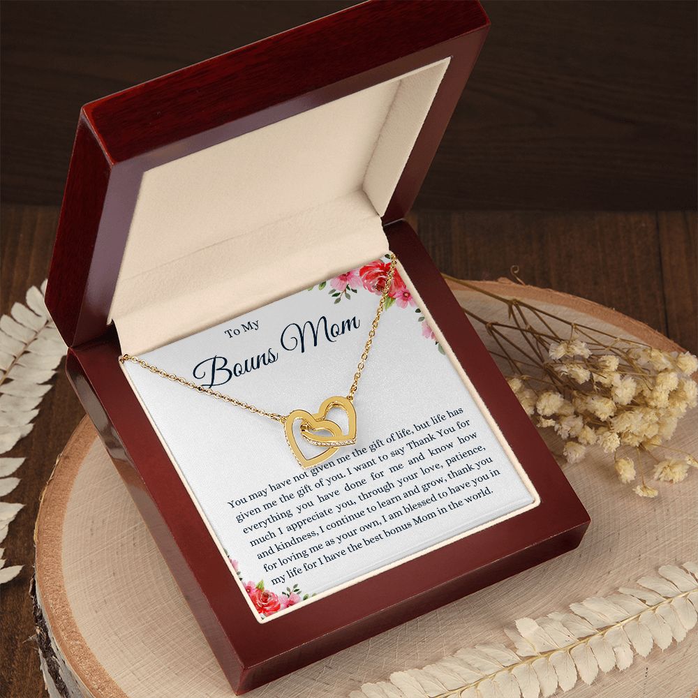 To My Bonus Mom Interlocking Hearts Necklace