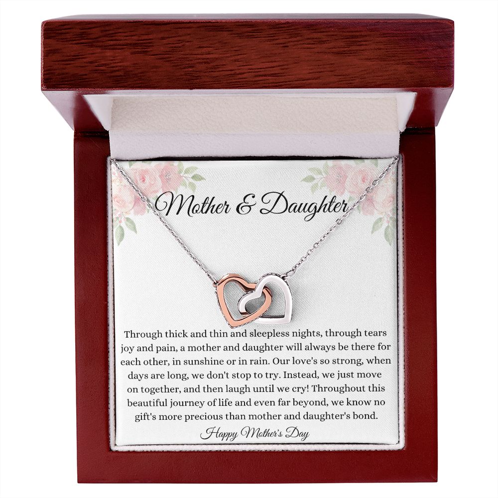 Mother and Daughter Interlocking Hearts Necklace - I Love You