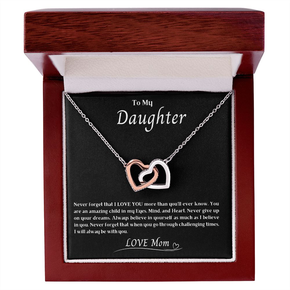 To My Daughter Interlocking Hearts necklace