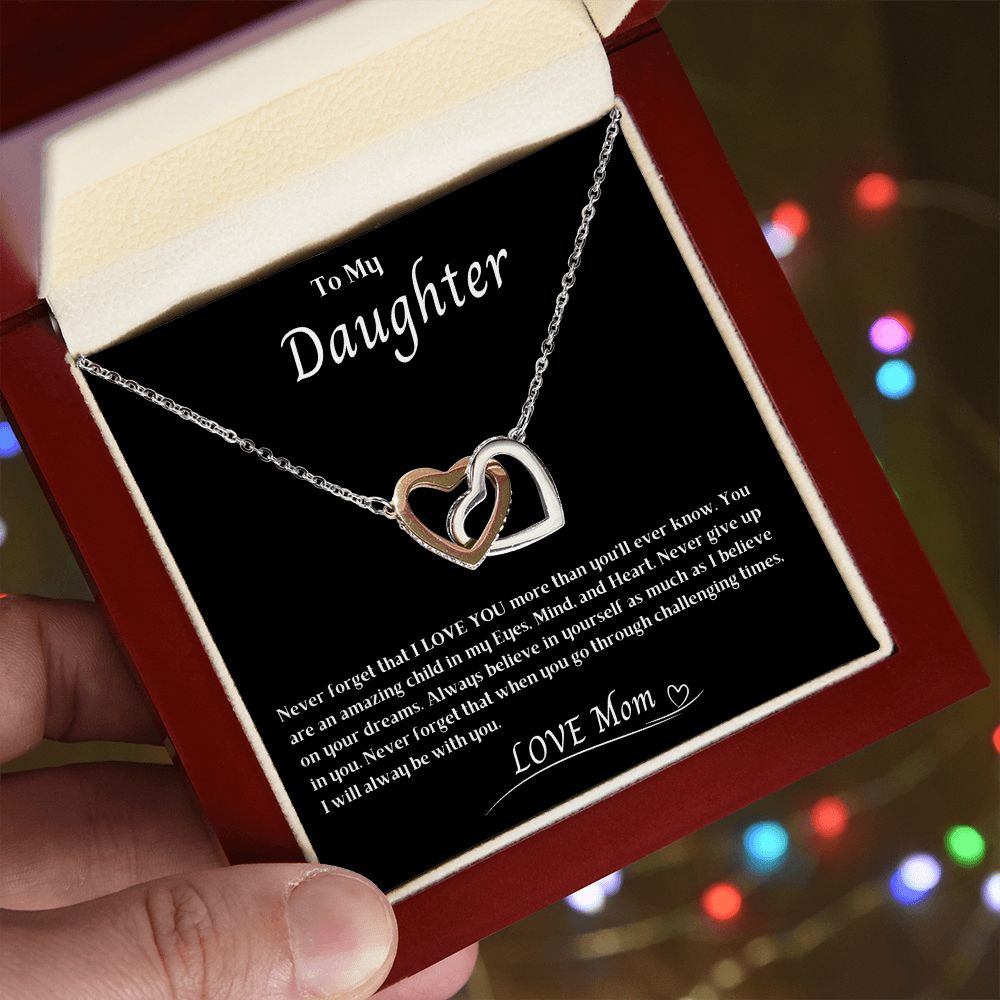 To My Daughter Interlocking Hearts necklace