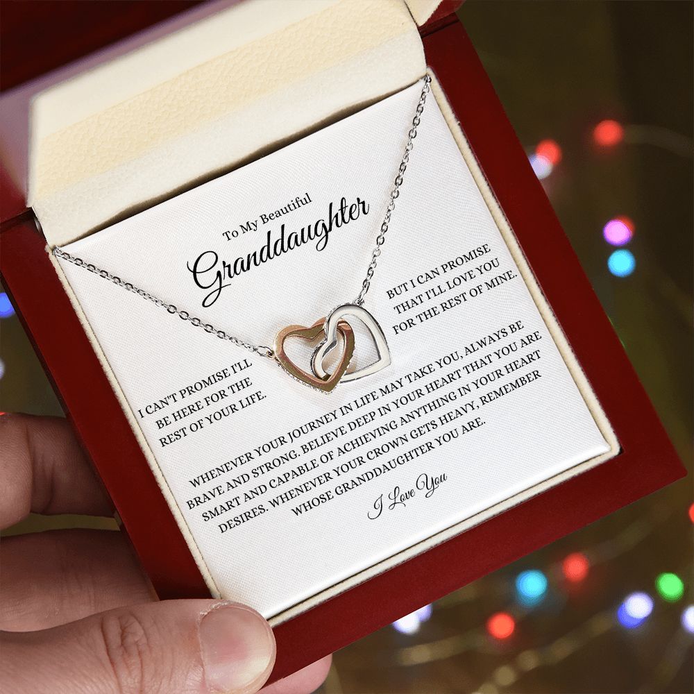To My Beautiful Granddaughter Interlocking Hearts Necklace