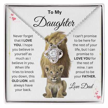 To My Daughter Love Knot Necklace This old Lion