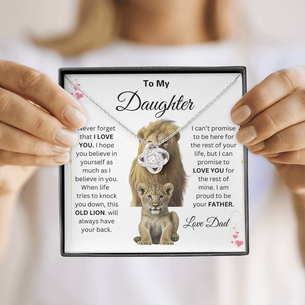 To My Daughter Love Knot Necklace This old Lion