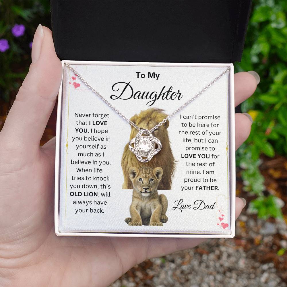 To My Daughter Love Knot Necklace This old Lion