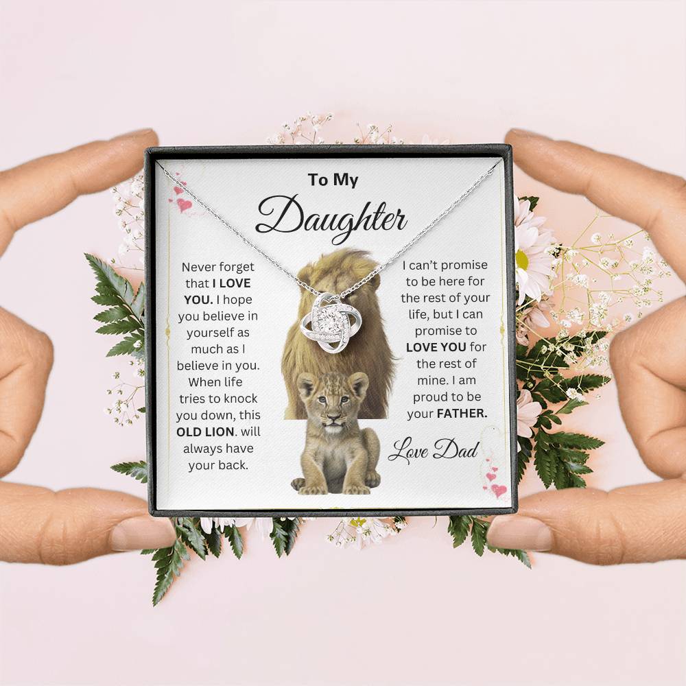 To My Daughter Love Knot Necklace This old Lion