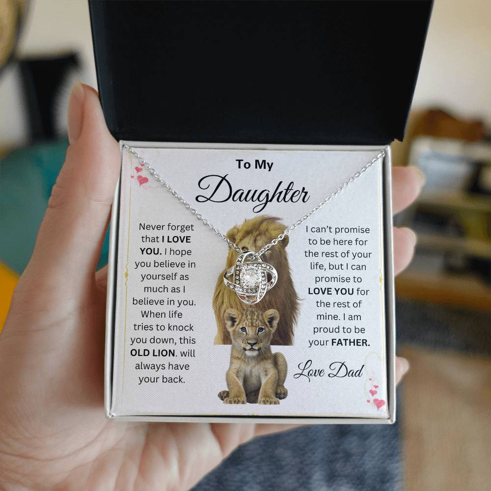 To My Daughter Love Knot Necklace This old Lion