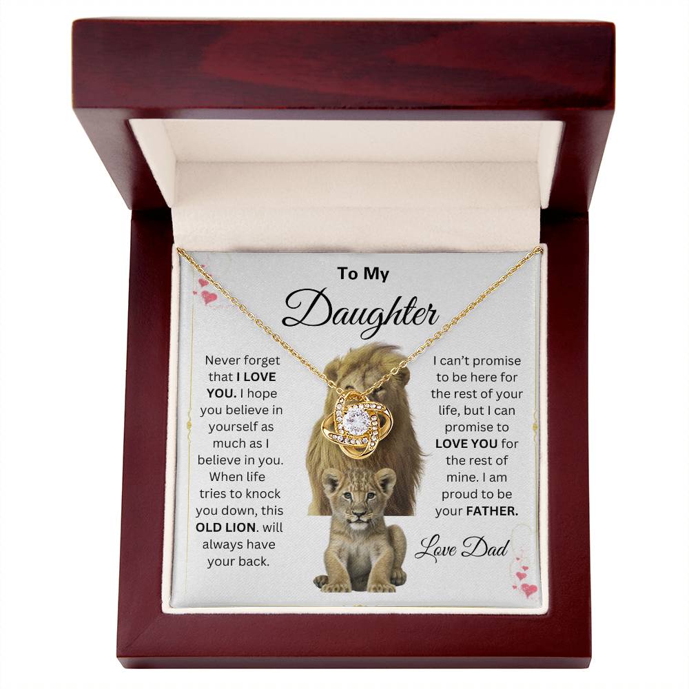 To My Daughter Love Knot Necklace This old Lion