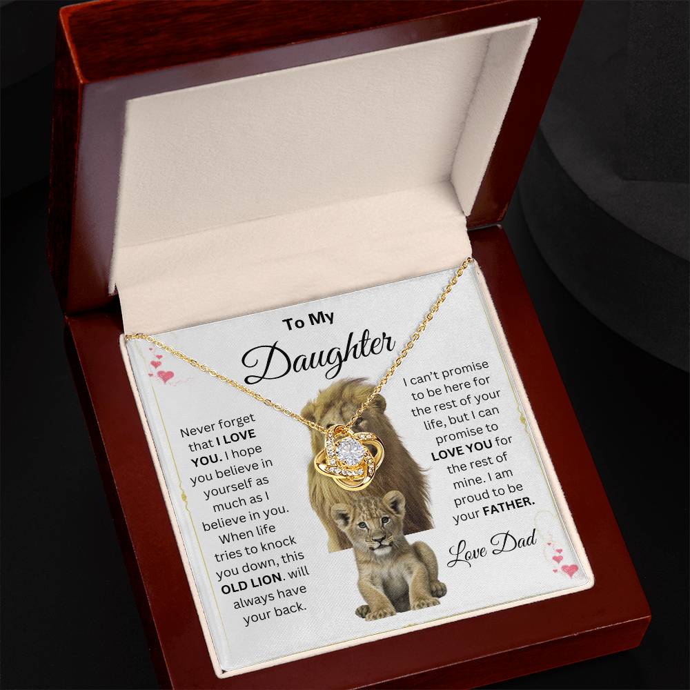 To My Daughter Love Knot Necklace This old Lion
