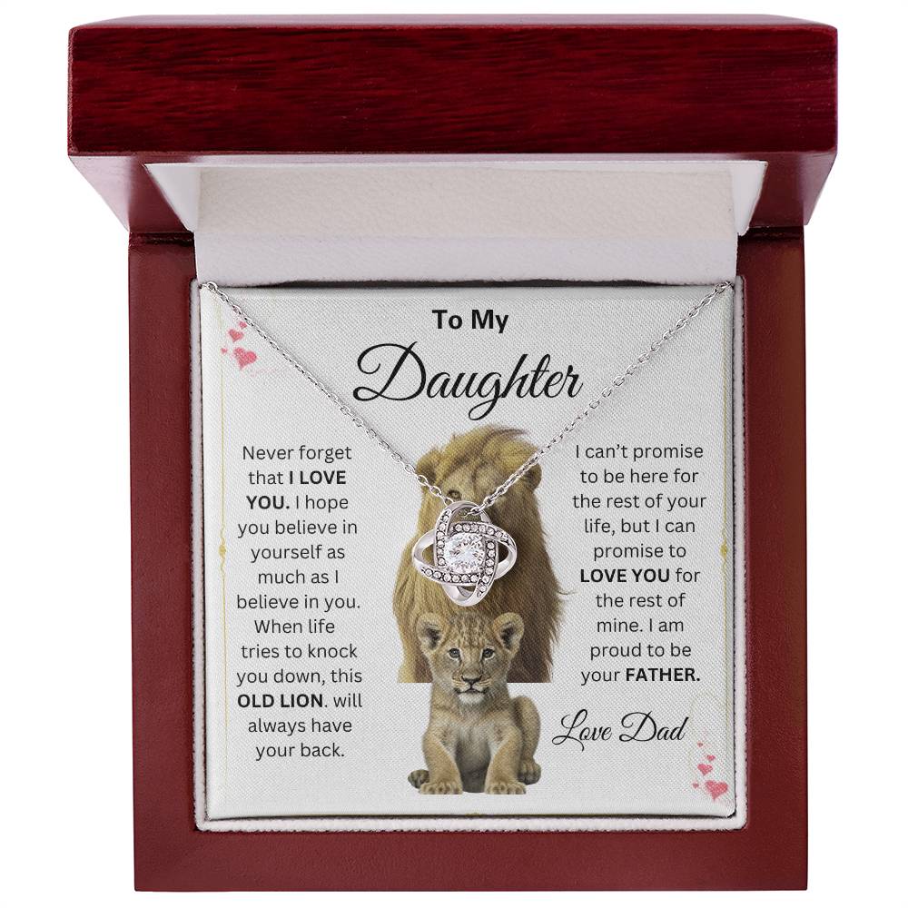 To My Daughter Love Knot Necklace This old Lion