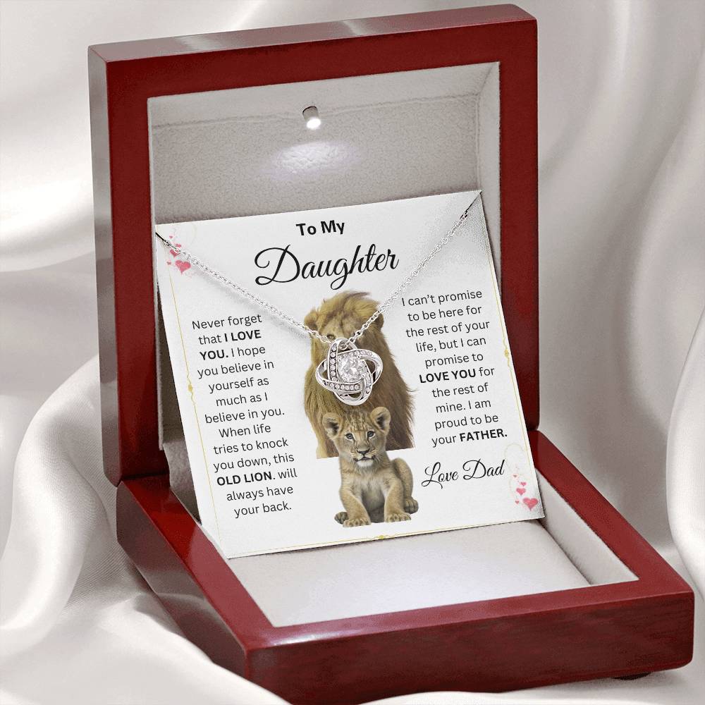To My Daughter Love Knot Necklace This old Lion
