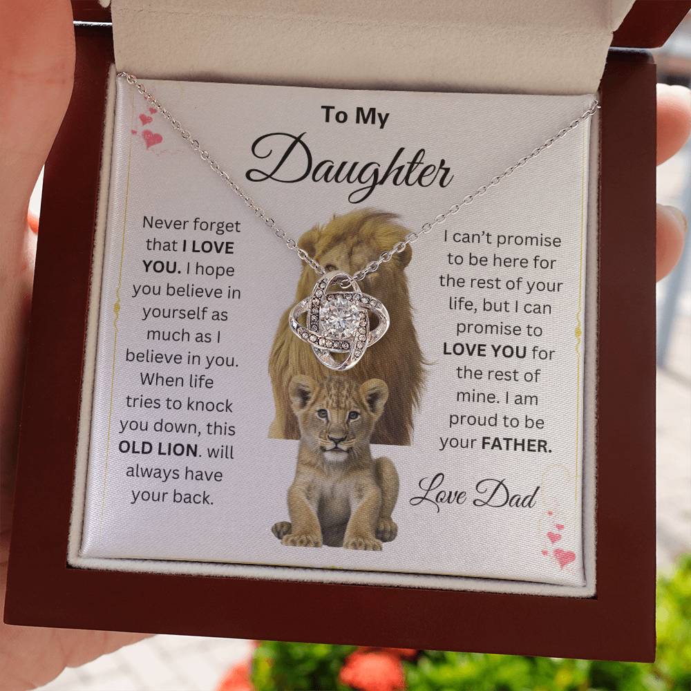 To My Daughter Love Knot Necklace This old Lion
