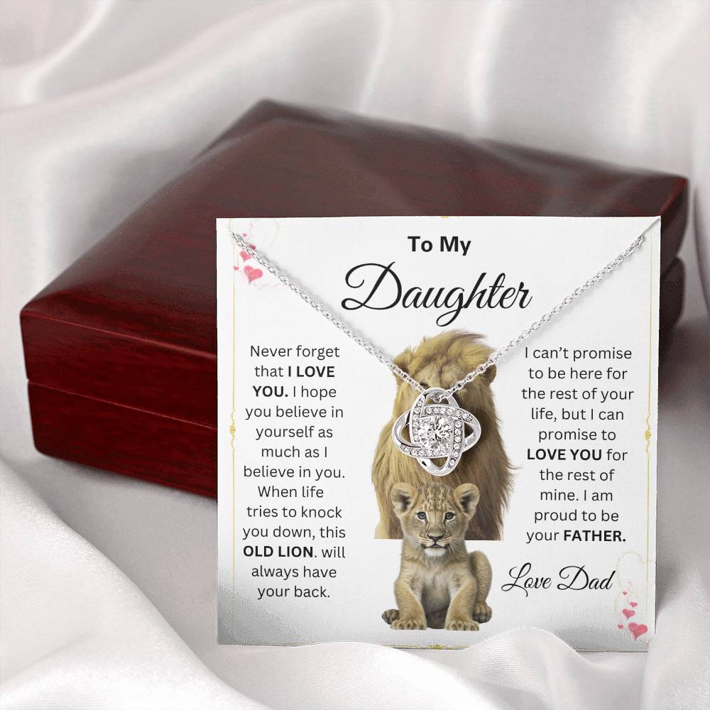 To My Daughter Love Knot Necklace This old Lion