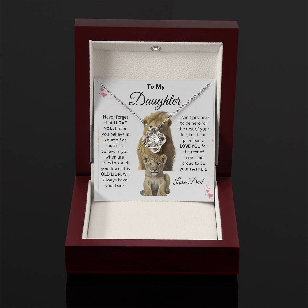 To My Daughter Love Knot Necklace This old Lion